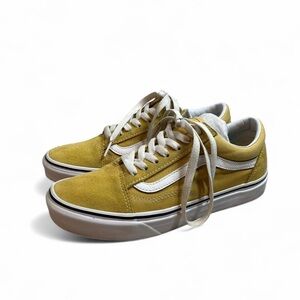 Yellow and white Vans Old Skool trainers